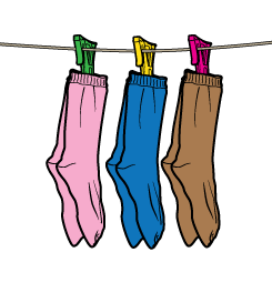 Hanging socks on pegs